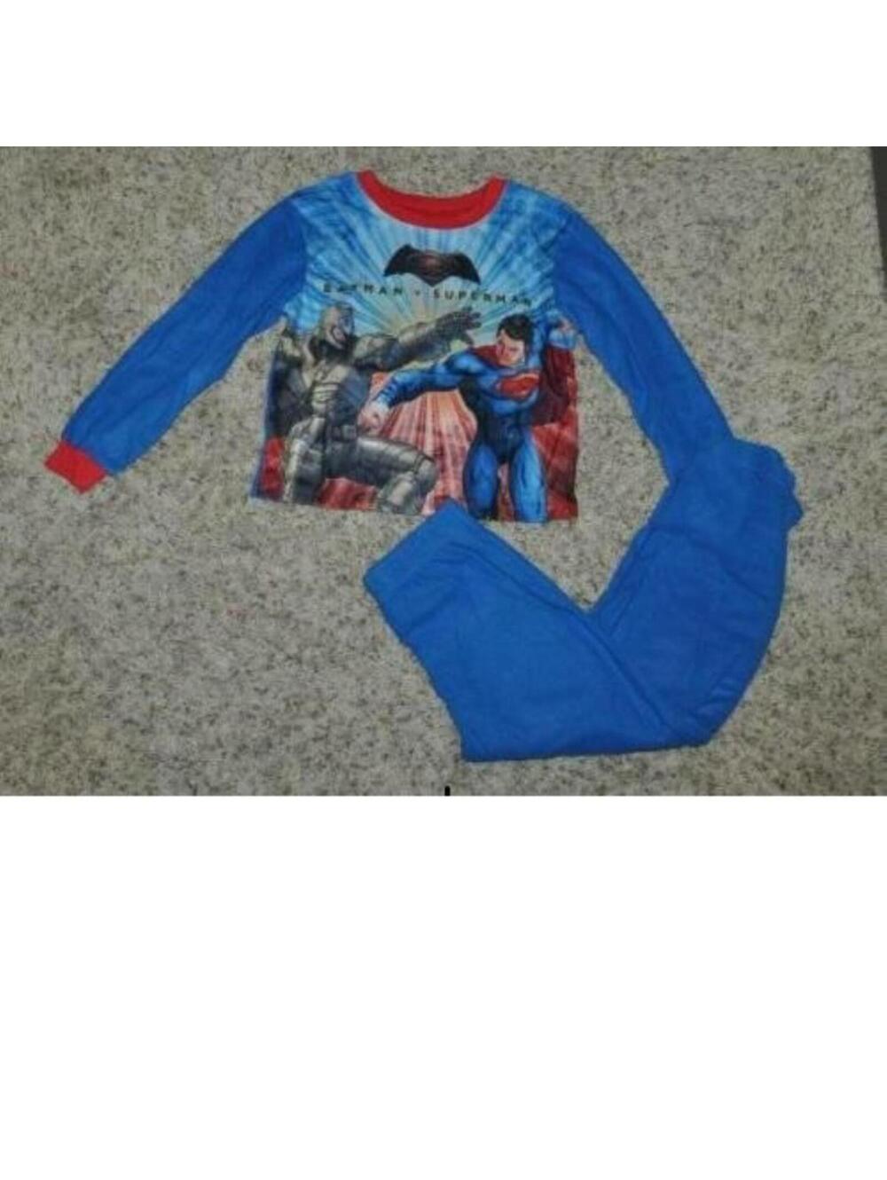 Batman vs Superman Pajamas 8 Boys Fleece Blue 2 Pc Sleep Set Winter DC Comics